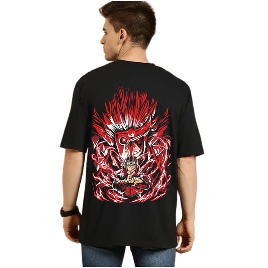 Men's Oversized Black Anime T-Shirt - Cloroot